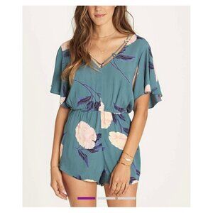 NWOT Billabong Sugar Pine Strap Up Shorts Romper Size Large